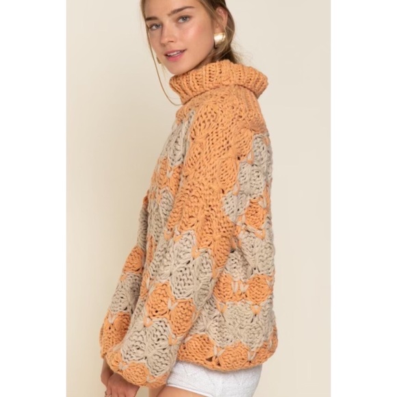 Chunky Knit Ballon Sleeve Turtleneck Sweater - Picture 2 of 12